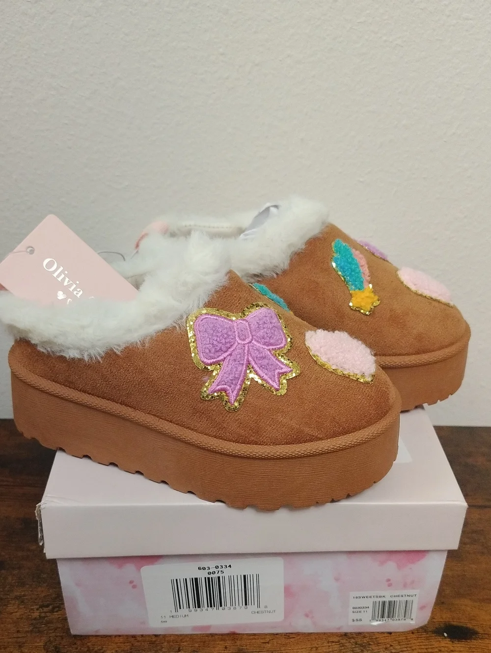 Girls Brown Slip On Cushioned Slippers